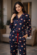 Hearts Rayon Cotton Pyjama set